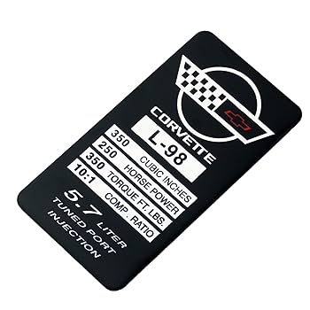 Amazon.com: 1Pc C4 Corvette Spec Metal Data Plate Emblem 3D